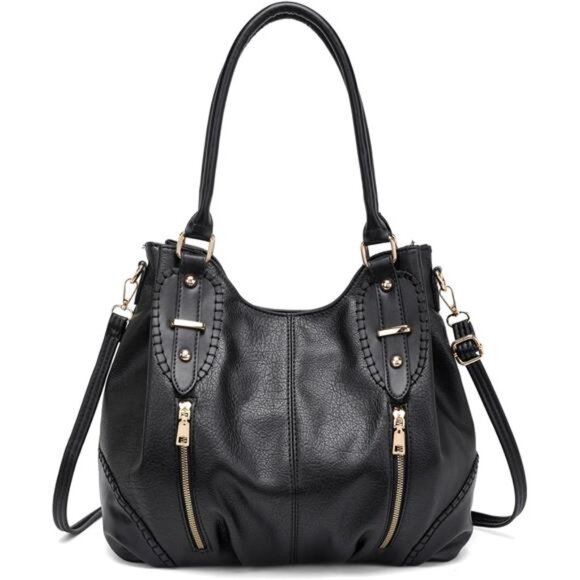 Handbags - Retro Leather Tote Handbags for Women, Black